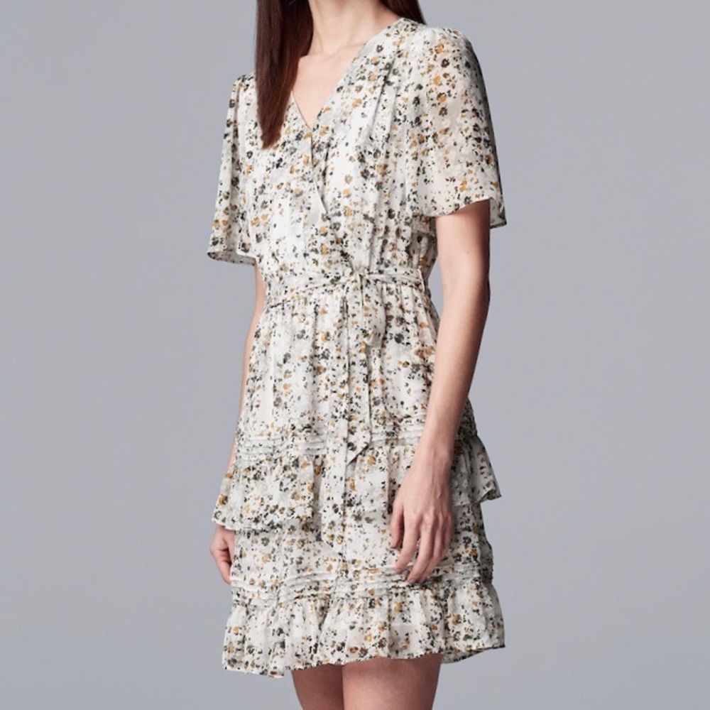 Vera Wang Ruffle Wrap Dress